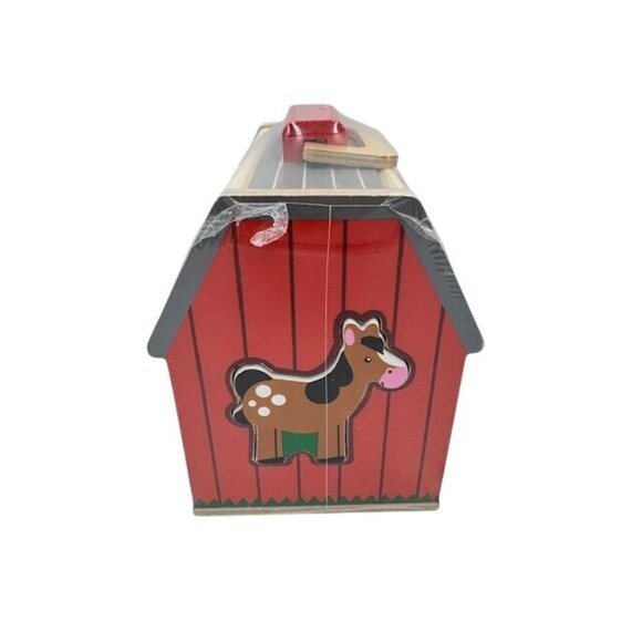 NWT Melissa & Doug Take-Along Sorting Barn Wooden Toy w/10 Play Pieces & Flip-Up - Picture 5 of 8